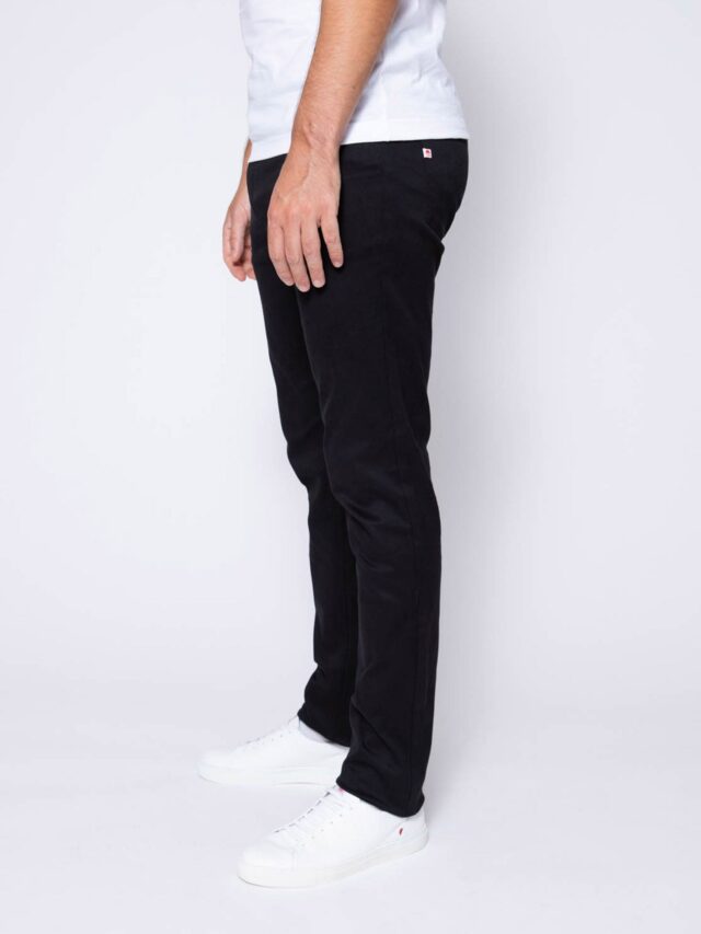 1083 - JEANS SLIM 104N FUSELE coton bio microdenim doubleflex uni noir Homme