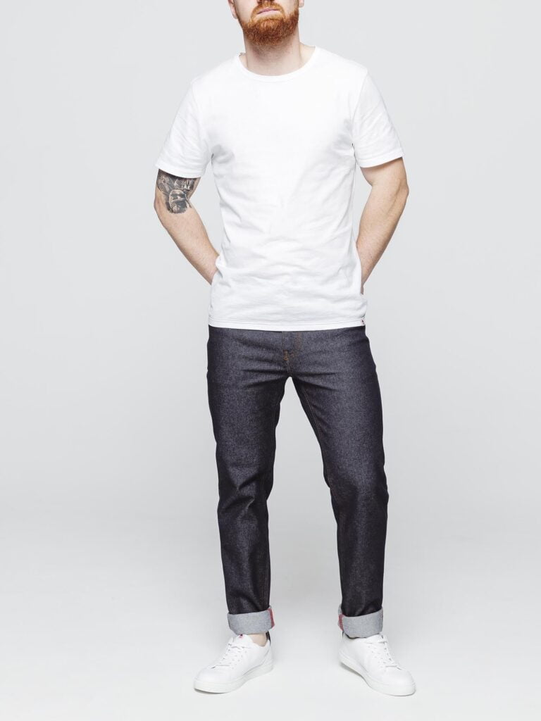 1083 - JEANS GRANDE TAILLE AJUSTE 105N coton bio superdenim flex indigo brut Homme