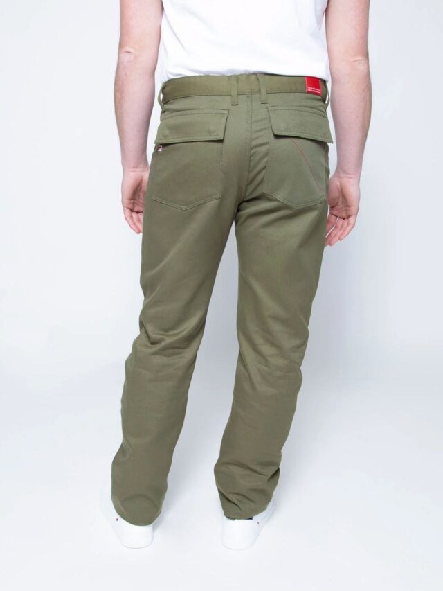 1083 - PANTALON POCHES PLAQUEES 121N DROIT coton bio denimoriginal kaki Homme