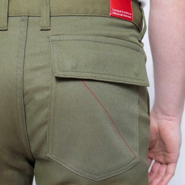 1083 - PANTALON POCHES PLAQUEES 121N DROIT coton bio denimoriginal kaki Homme
