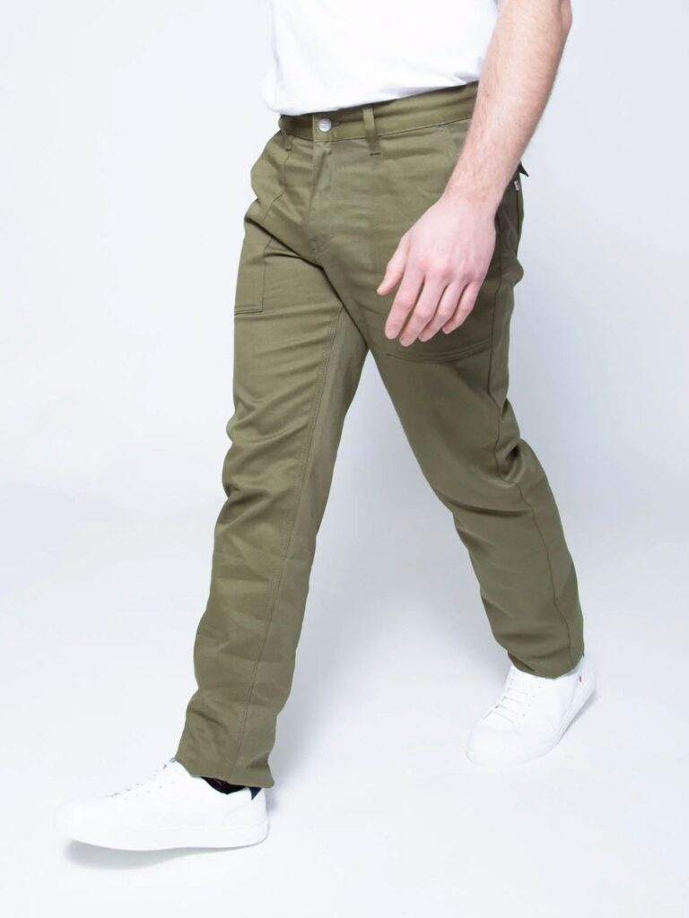 1083 - PANTALON POCHES PLAQUEES 121N DROIT coton bio denimoriginal kaki Homme