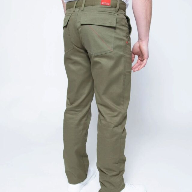 1083 - PANTALON POCHES PLAQUEES 121N DROIT coton bio denimoriginal kaki Homme