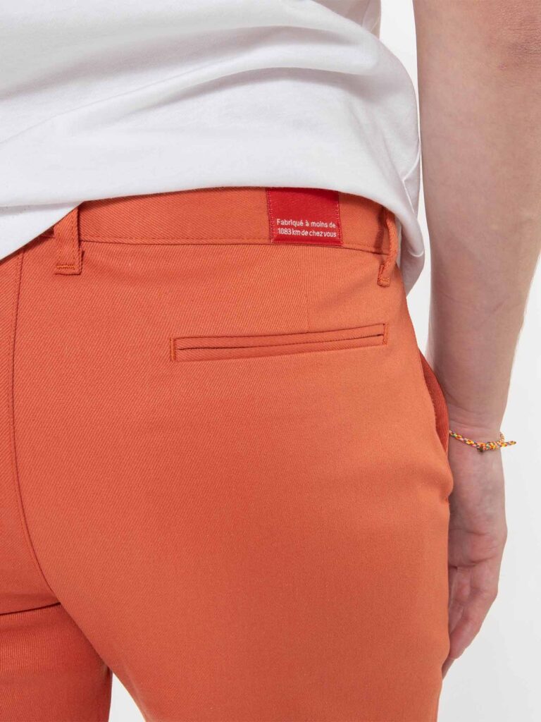 1083 - CHINO AJUSTE 163N coton bio filidenim flex uni brique Homme
