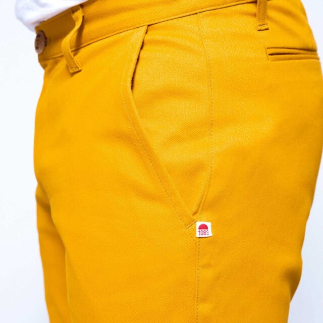 1083 - CHINO AJUSTE 163N coton bio filidenim flex uni moutarde Homme