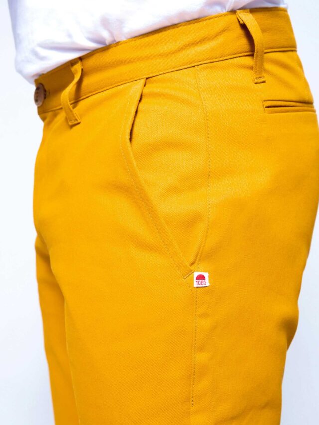 1083 - CHINO AJUSTE 163N coton bio filidenim flex uni moutarde Homme