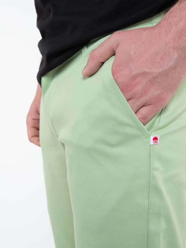 1083 - CHINO AJUSTE 163N coton bio filidenim flex uni vert amande Homme