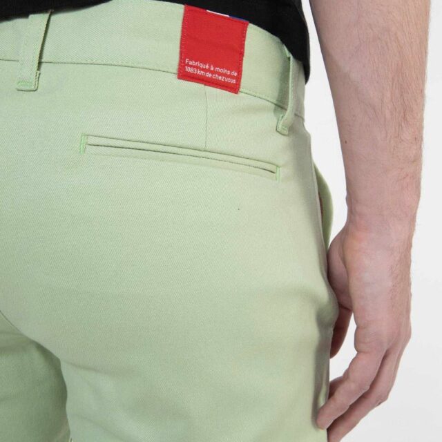 1083 - CHINO AJUSTE 163N coton bio filidenim flex uni vert amande Homme