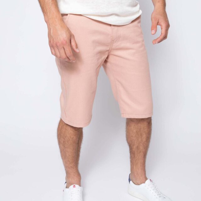 1083 - BERMUDA CHINO AJUSTE 169N 100 % coton bio denimoriginal uni rose Homme