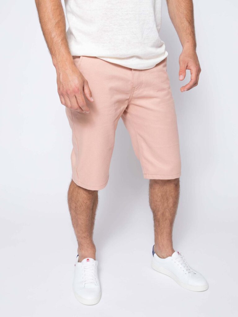 1083 - BERMUDA CHINO AJUSTE 169N 100 % coton bio denimoriginal uni rose Homme