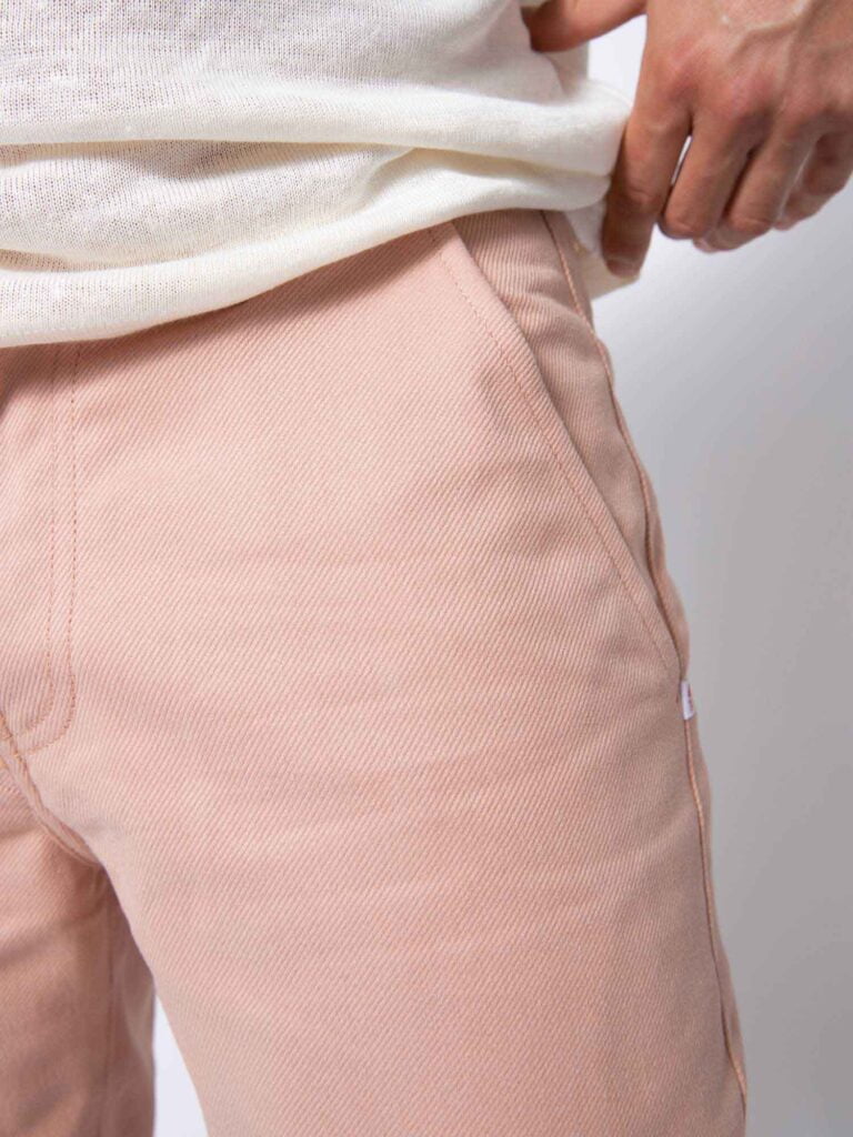 1083 - BERMUDA CHINO AJUSTE 169N 100 % coton bio denimoriginal uni rose Homme