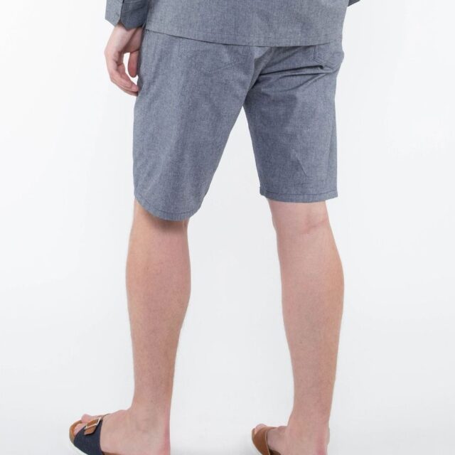 1083 - JOGGSHORT AMPLE 172N BLANC DES VOSGES  coton bio uni bleu gris