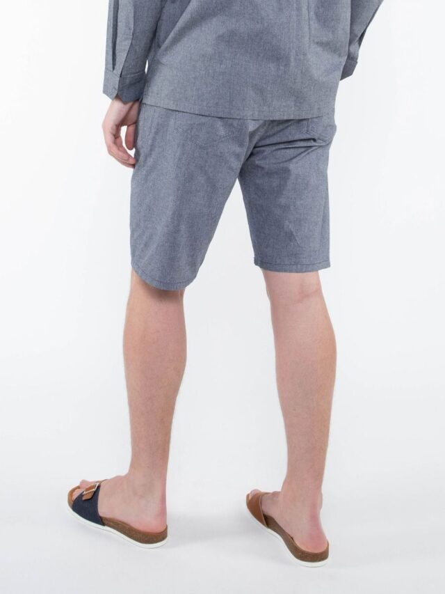 1083 - JOGGSHORT AMPLE 172N BLANC DES VOSGES  coton bio uni bleu gris