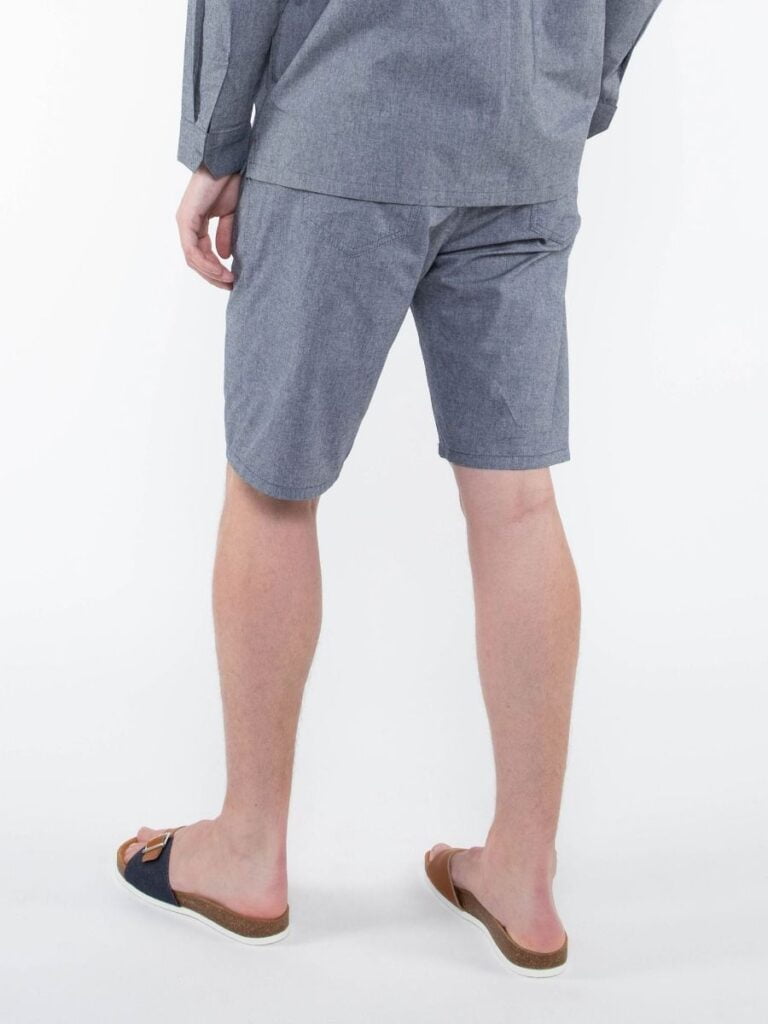 1083 - JOGGSHORT AMPLE 172N BLANC DES VOSGES coton bio uni bleu gris