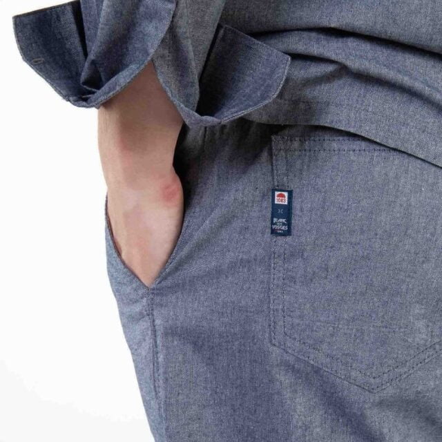 1083 - JOGGSHORT AMPLE 172N BLANC DES VOSGES  coton bio uni bleu gris