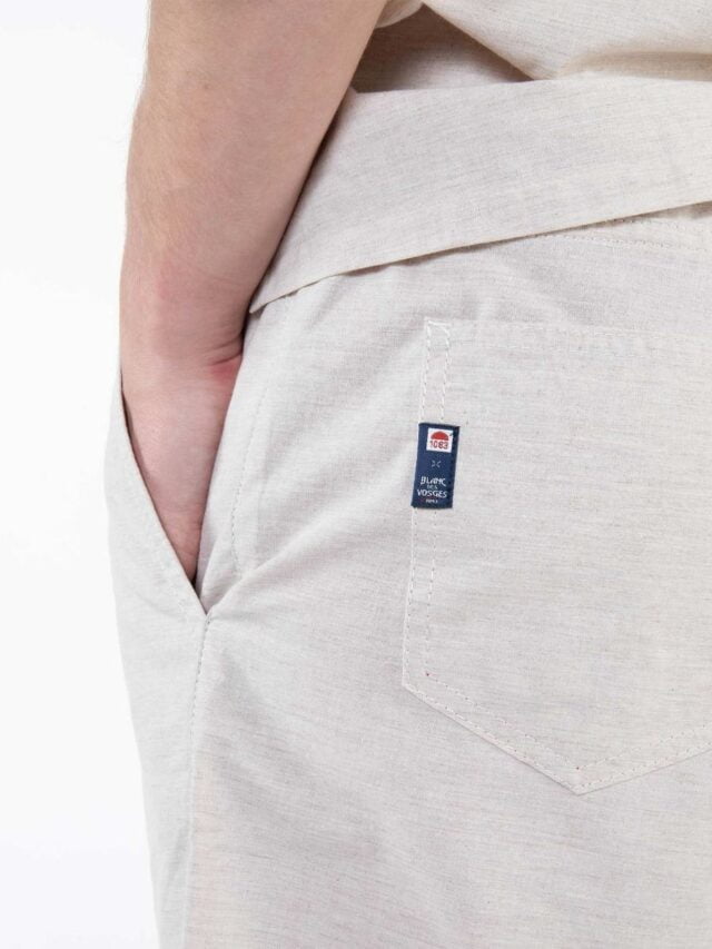 1083 - JOGGSHORT AMPLE 172N BLANC DES VOSGES coton bio uni naturel