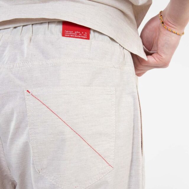 1083 - JOGGSHORT AMPLE 172N BLANC DES VOSGES coton bio uni naturel