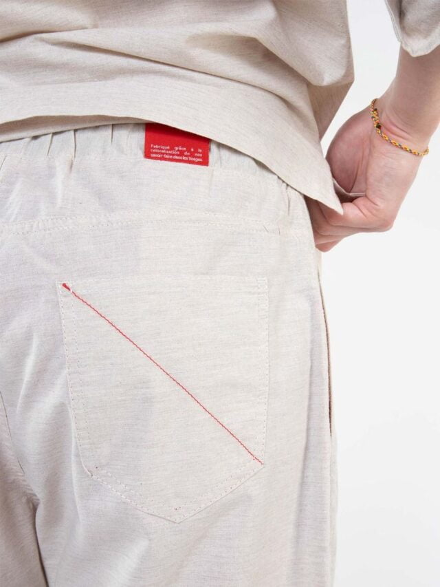 1083 - JOGGSHORT AMPLE 172N BLANC DES VOSGES coton bio uni naturel