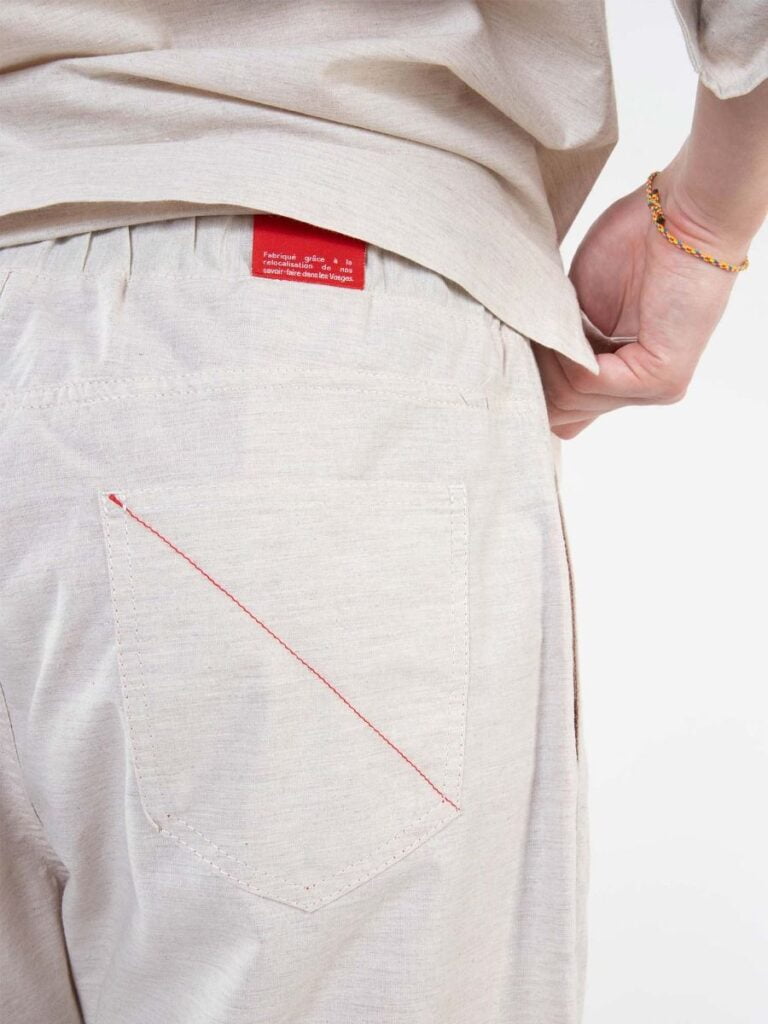 1083 - JOGGSHORT AMPLE 172N BLANC DES VOSGES coton bio uni naturel