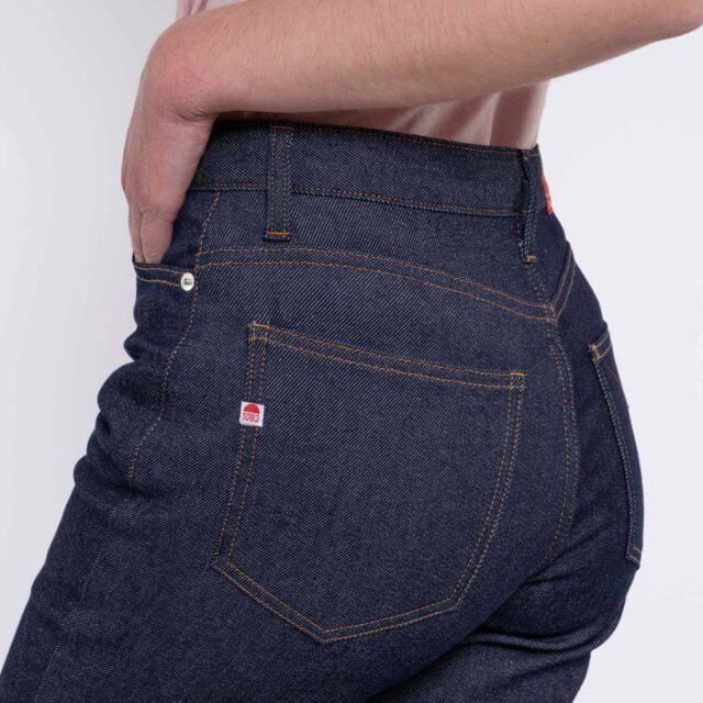 1083 - JEANS DROIT 201H  flex taille haute coton bio indigo brut