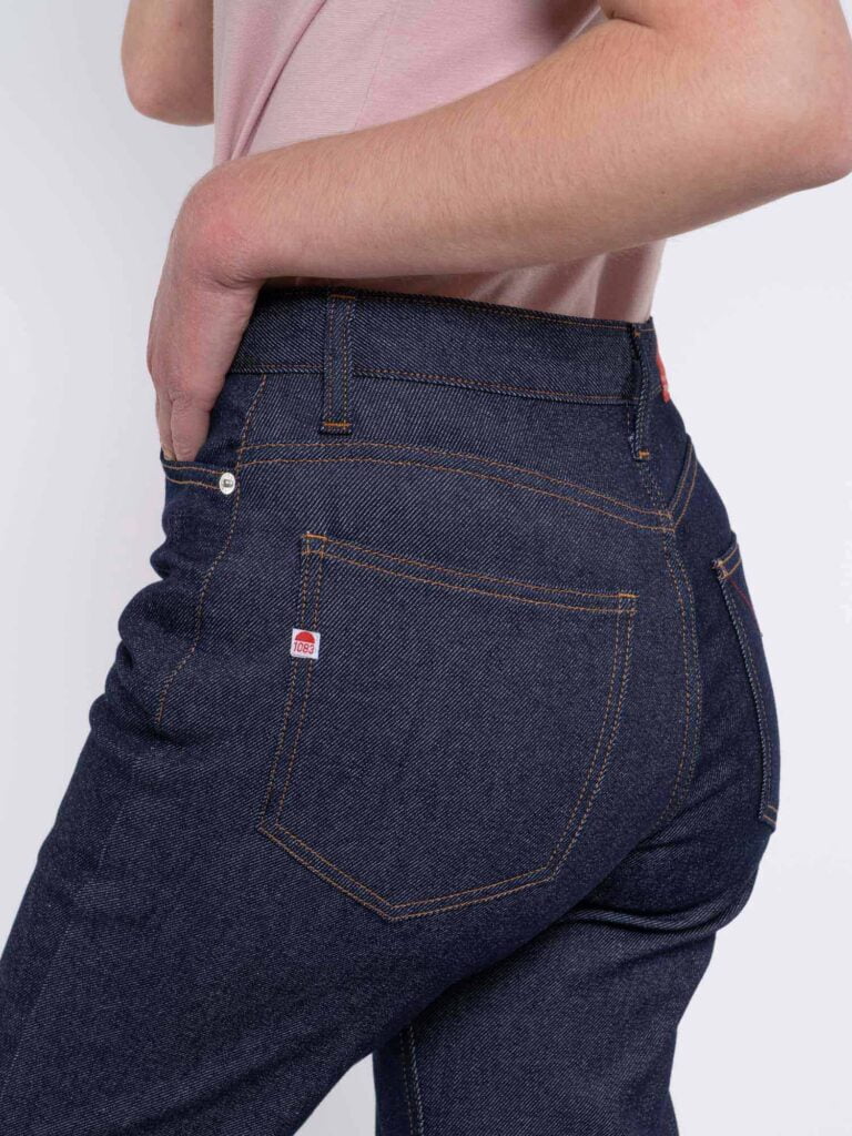 1083 - JEANS DROIT 201H  flex taille haute coton bio indigo brut