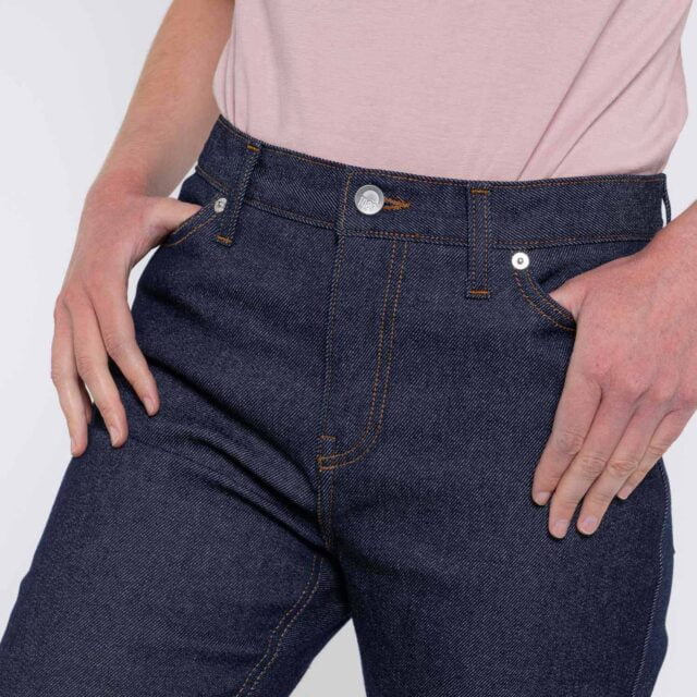 1083 - JEANS DROIT 201H  flex taille haute coton bio indigo brut