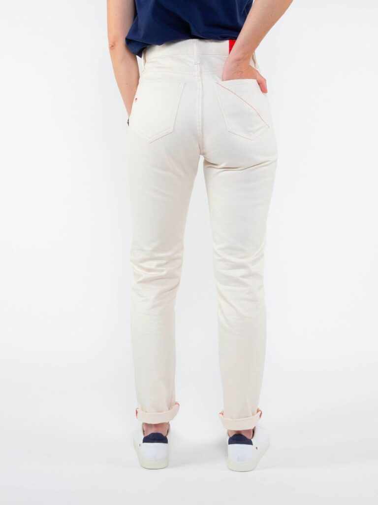 1083 - JEANS DROIT 201H taille haute coton bio ecru