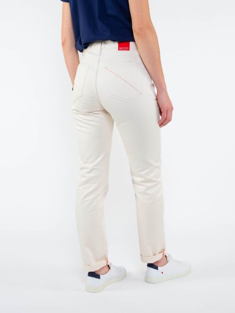 1083 - JEANS DROIT 201H taille haute coton bio ecru
