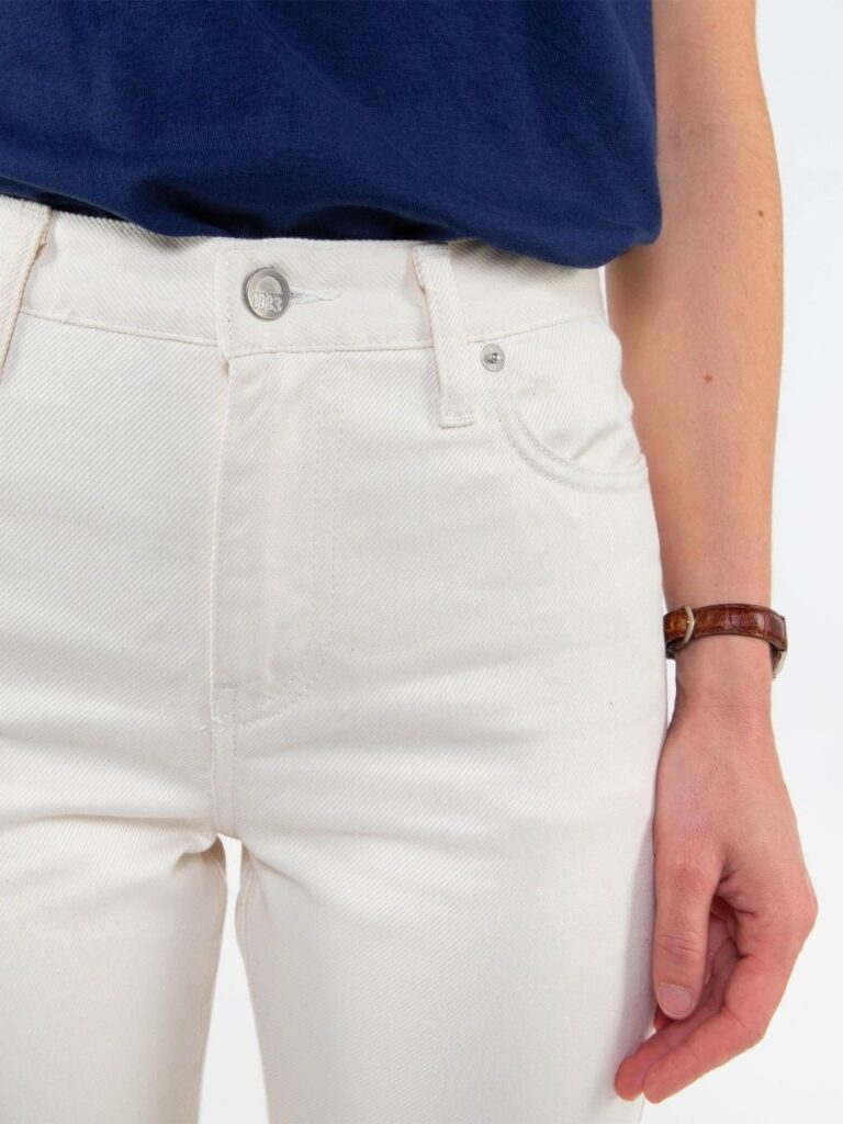 1083 - JEANS DROIT 201H taille haute coton bio ecru