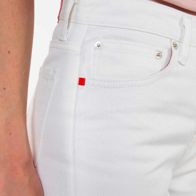 1083 - JEANS DROIT 201H BLANC DES VOSGES taille haute coton bio uni blanc