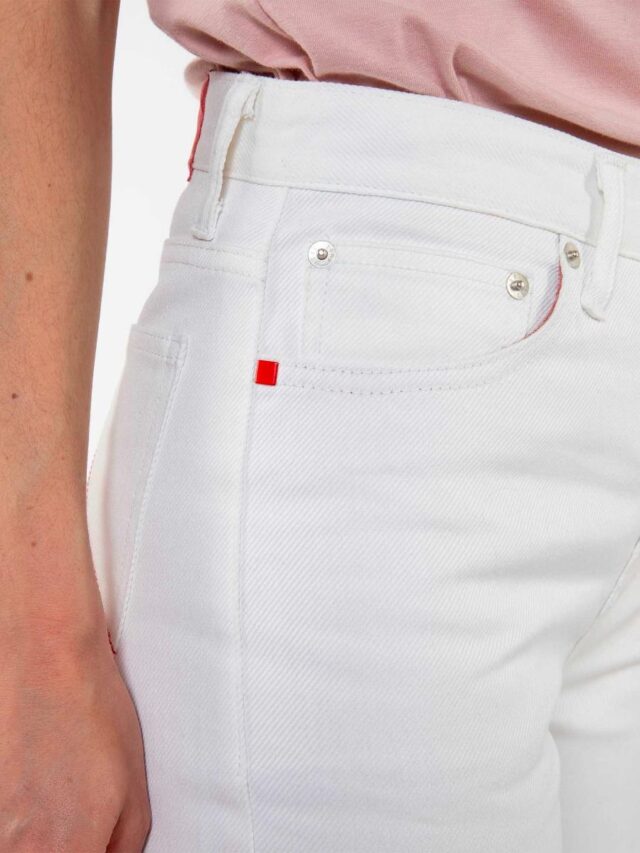 1083 - JEANS DROIT 201H BLANC DES VOSGES taille haute coton bio uni blanc