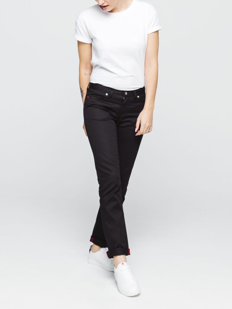 1083 - JEANS DROIT 201N coton bio denimoriginal uni noir Femme