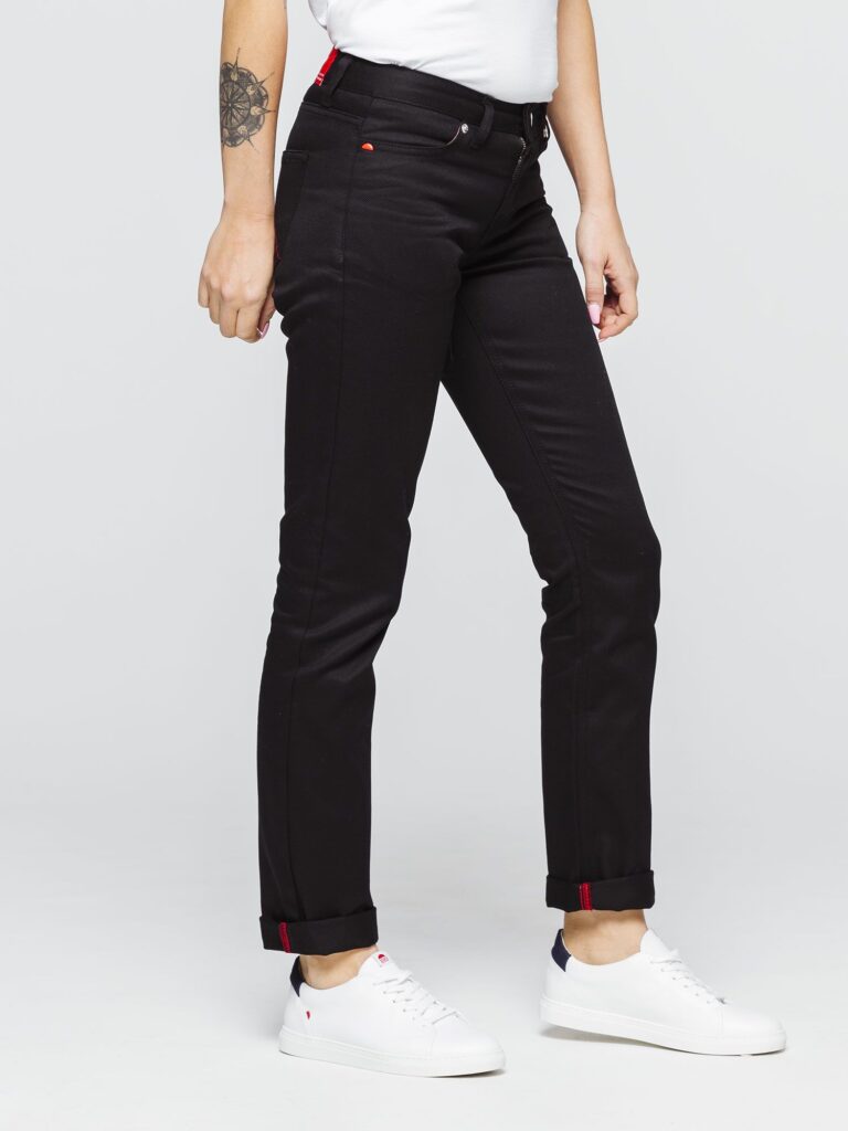 1083 - JEANS DROIT 201N coton bio denimoriginal uni noir Femme