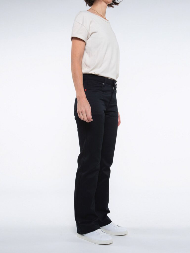1083 - JEANS BOOTCUT 202N EVASE coton bio denimoriginal uni noir Femme
