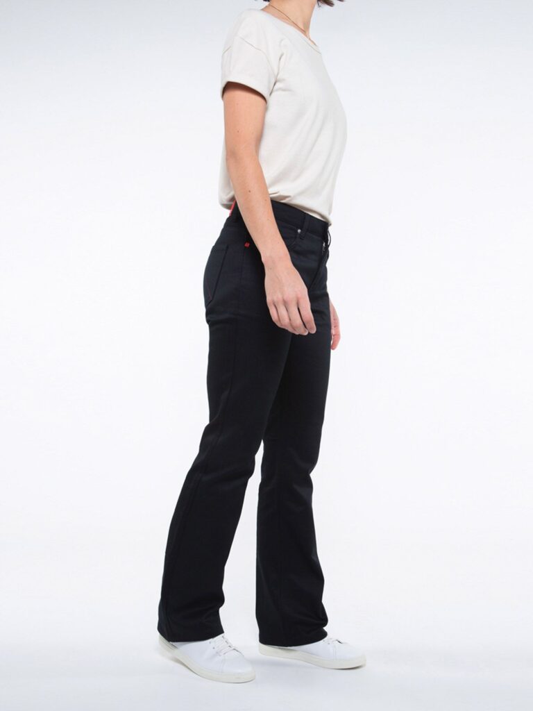 1083 - JEANS BOOTCUT 202N EVASE coton bio denimoriginal uni noir Femme