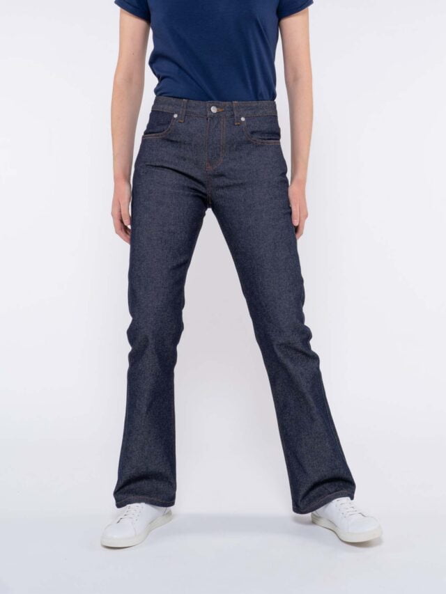 1083 - JEANS BOOTCUT 202N EVASE coton bio superdenim flex indigo brut Femme