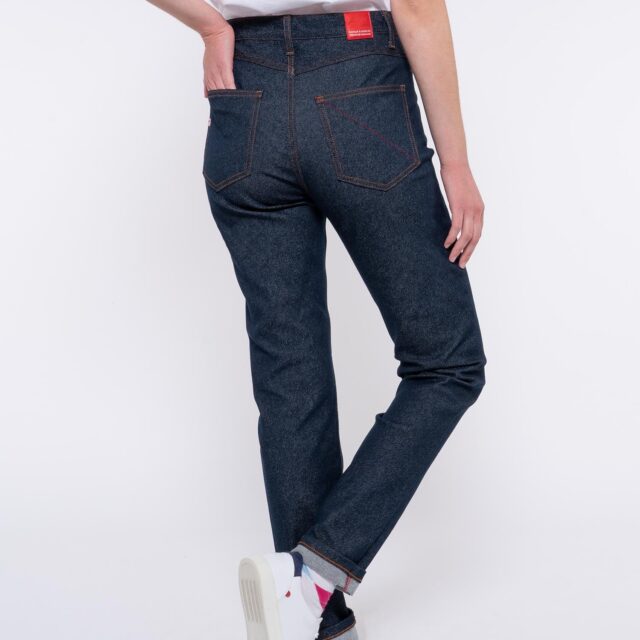 1083 - JEANS SLIM 204H FUSELE taille haute coton bio filidenim flex bleu Femme