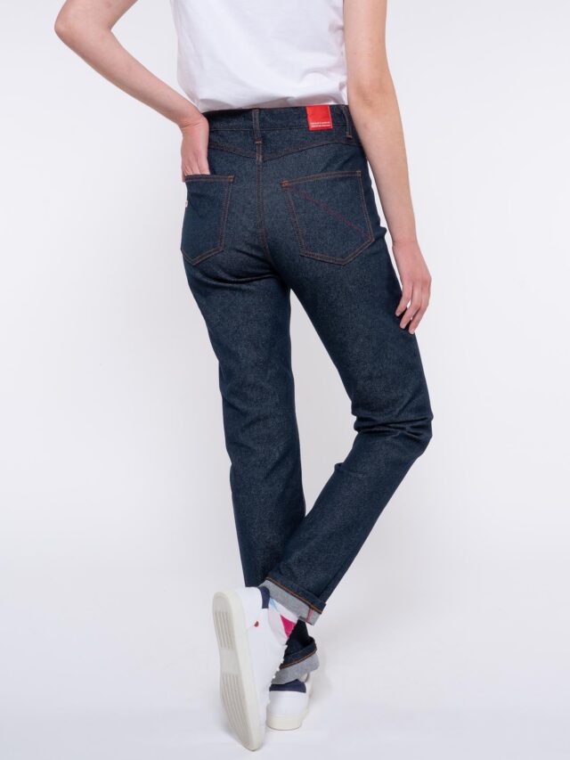 1083 - JEANS SLIM 204H FUSELE taille haute coton bio filidenim flex bleu Femme