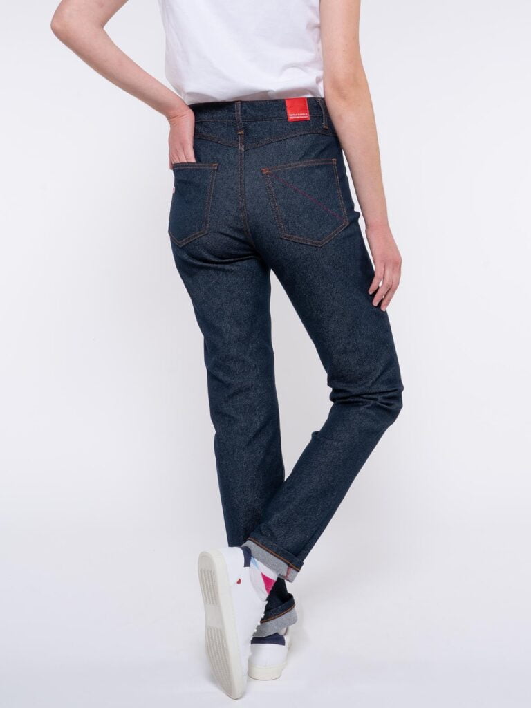 1083 - JEANS SLIM 204H FUSELE taille haute coton bio filidenim flex bleu Femme