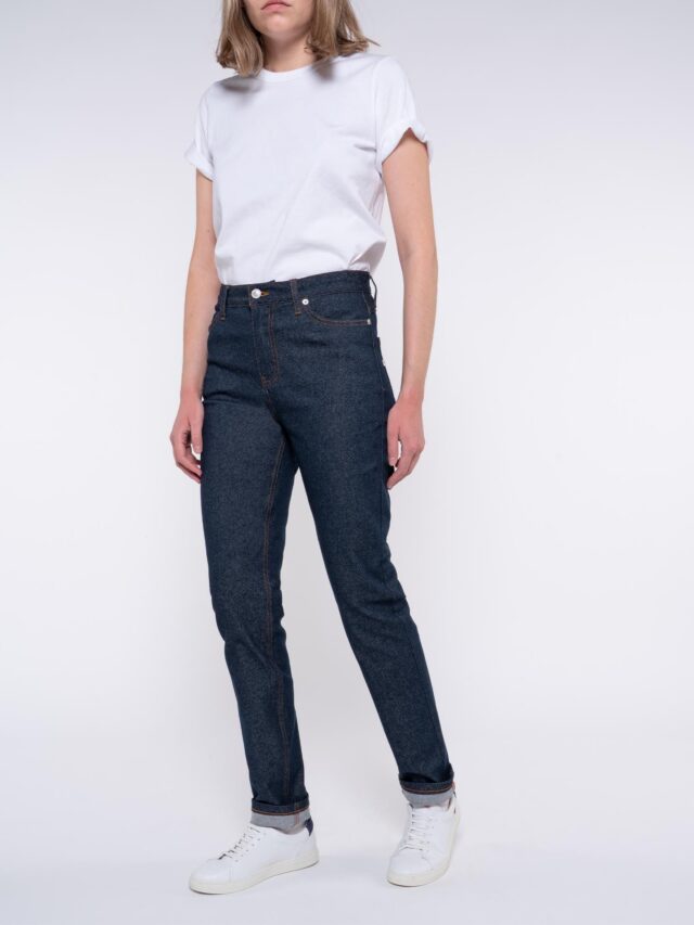1083 - JEANS SLIM 204H FUSELE taille haute coton bio filidenim flex bleu Femme
