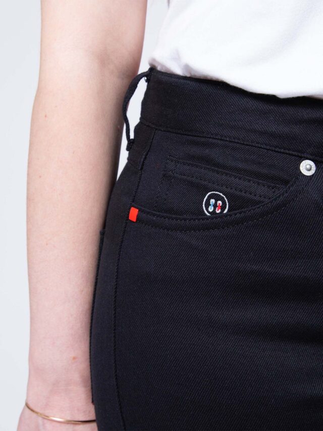 1083 - JEANS SLIM 7/8EME 204N FUSELE LA GENTLE FACTORY coton bio uni noir