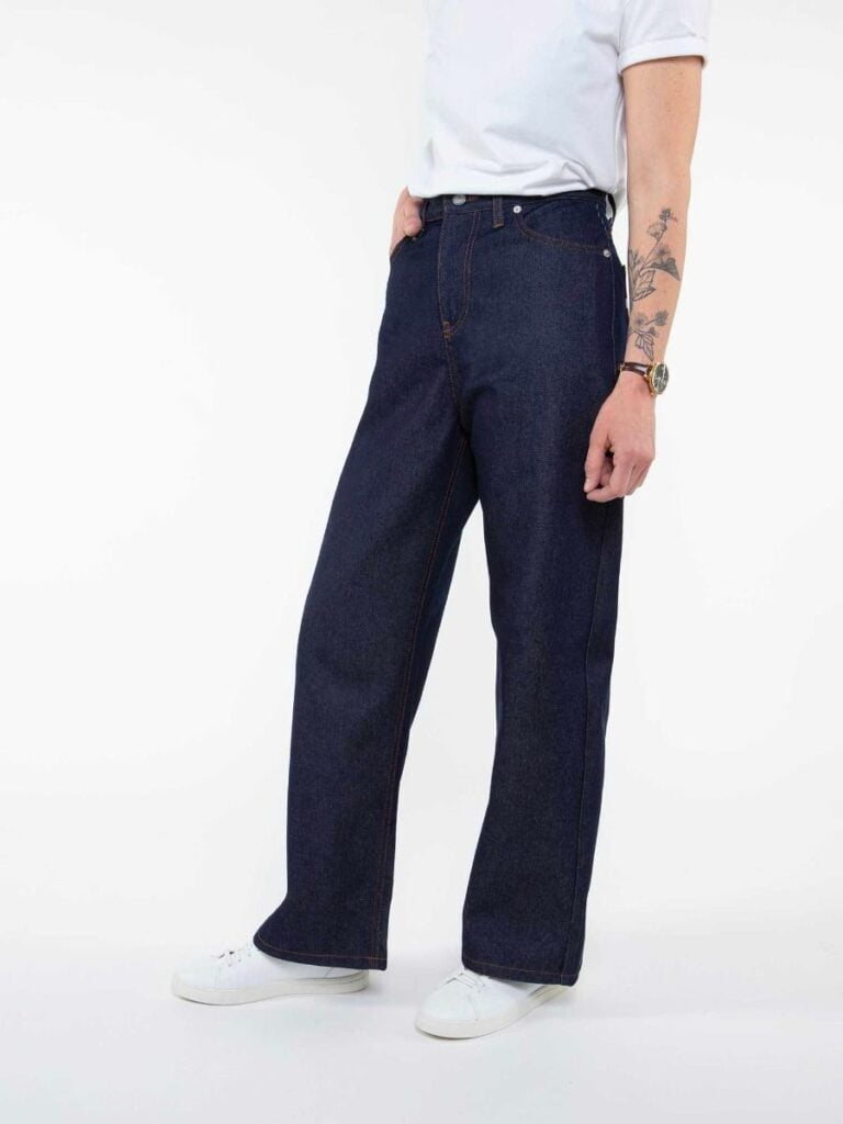 1083 - JEANS LARGE 206H 100 % coton bio superdenim classique indigo brut femme