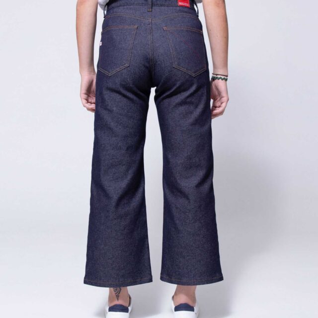 1083 - JEANS LARGE 7/8EME 206H flex coton bio denim indigo brut