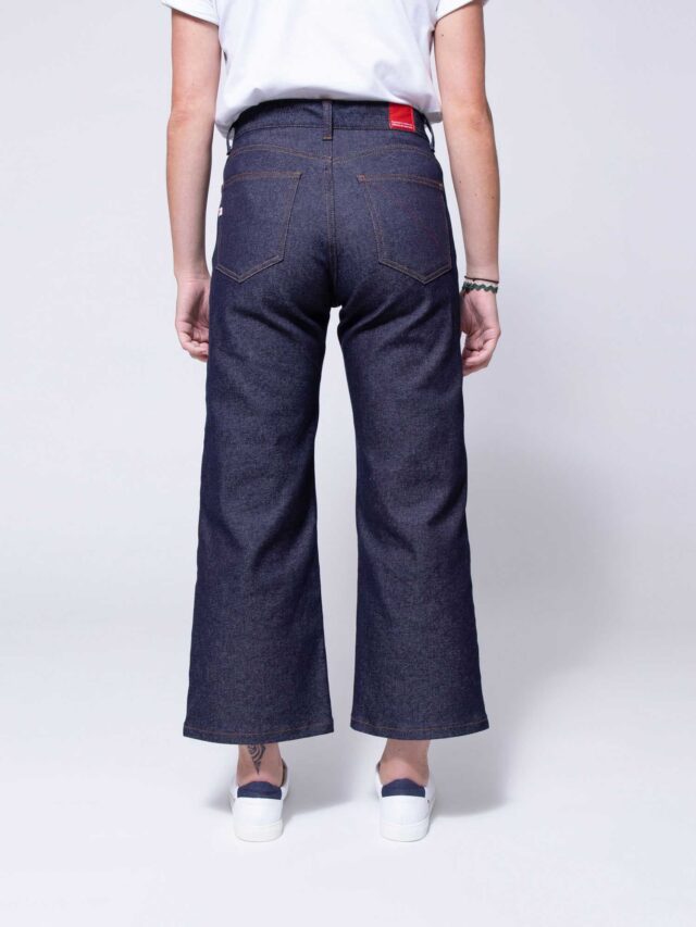 1083 - JEANS LARGE 7/8EME 206H flex coton bio denim indigo brut
