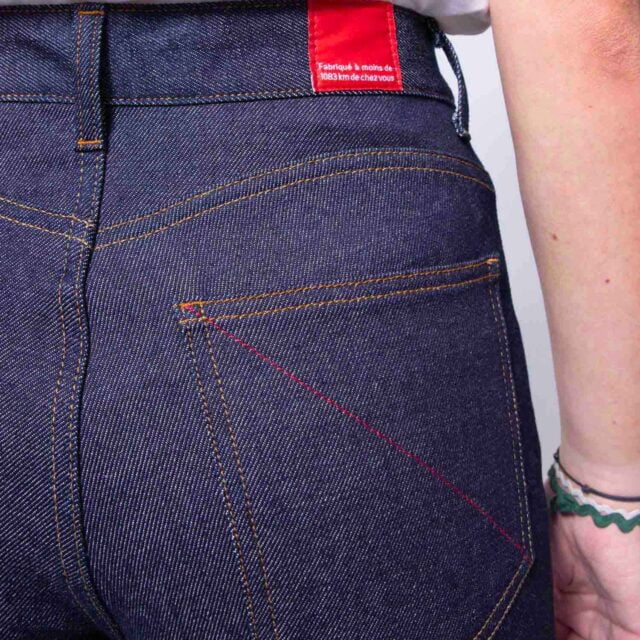 1083 - JEANS LARGE 7/8EME 206H flex coton bio denim indigo brut