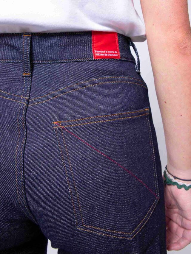 1083 - JEANS LARGE 7/8EME 206H flex coton bio denim indigo brut