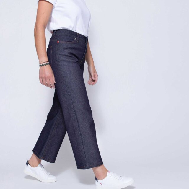 1083 - JEANS LARGE 7/8EME 206H flex coton bio denim indigo brut