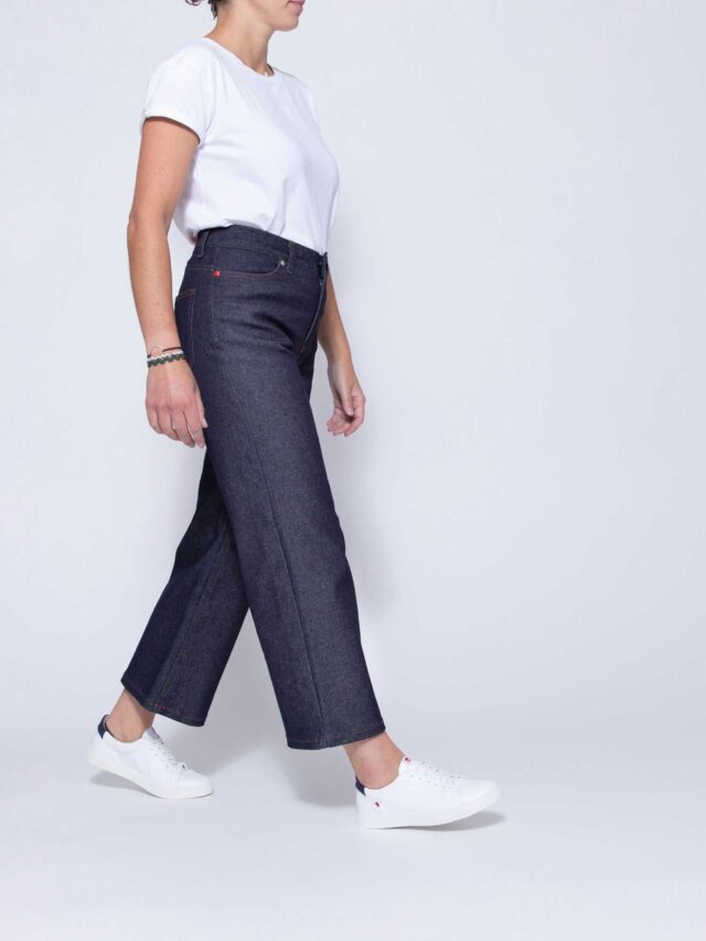 1083 - JEANS LARGE 7/8EME 206H flex coton bio denim indigo brut