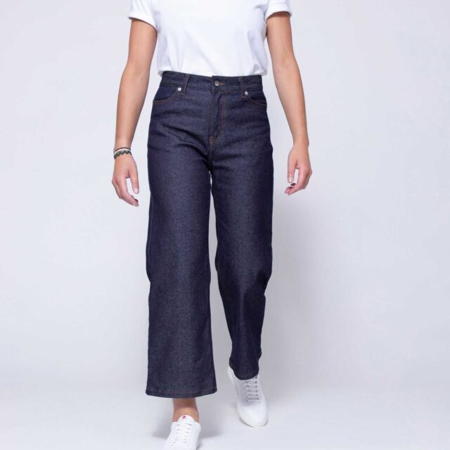 1083 - JEANS LARGE 7/8EME 206H flex coton bio denim indigo brut