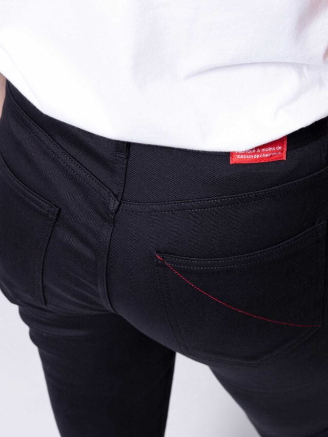 1083 - JEANS SKINNY 207H SUPER FUSELE taille haute coton bio uni noir