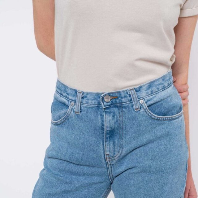 1083 - JEANS MOM 208H DELAVE  flex coton bio indigo clair